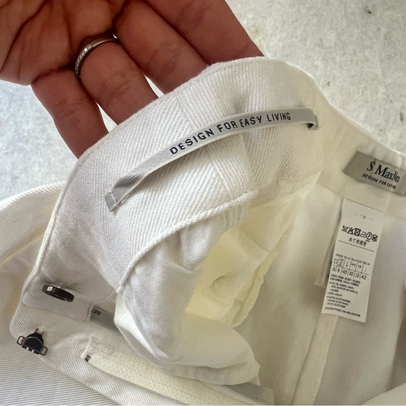 S’ MaxMara Studio Linen Modal Pants Trousers White Cream Size 8 - Picture 6 of 10